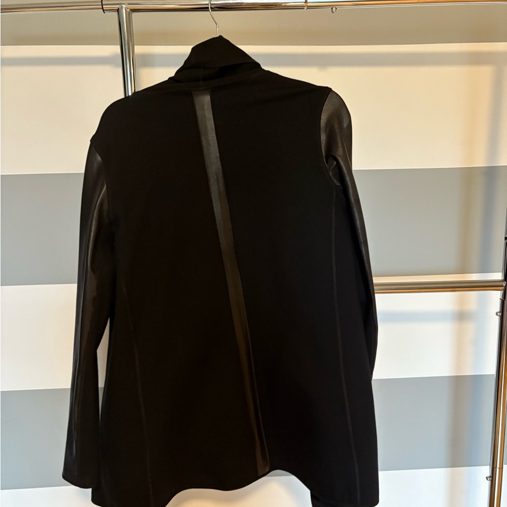 SPANX Black Women's Wrap Faux Leather Jacket - Picture 3 of 3